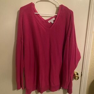 Women's V-Neck Sweater - Pink